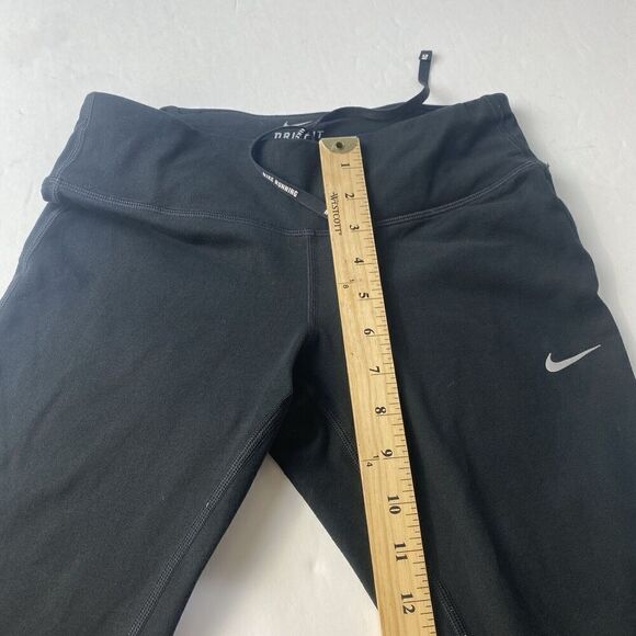 Nike Dri-fit Black Running leggings mesh panels size S Ankle  Drawstring Used - Picture 4 of 11